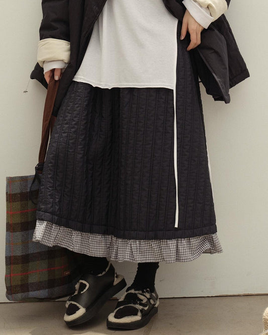 レトロチェックパッチキルトスカート 10135