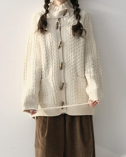 ルミナウッドボタン ハンドクロシェカーディガン 10228