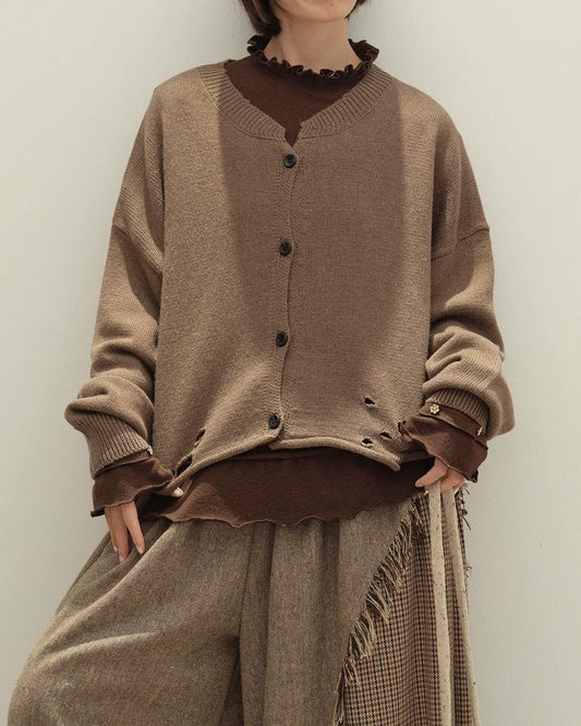 ホールニットリブカーディガン 10126