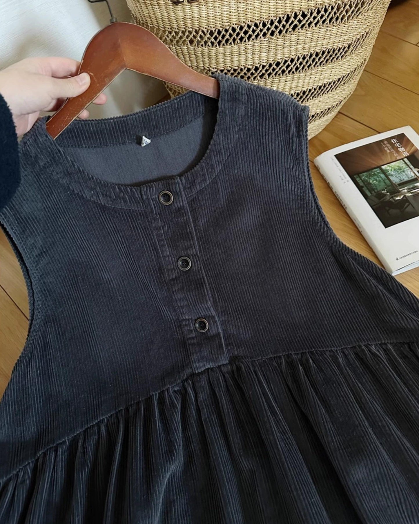 ハーフボタンコーデュロイベストワンピース 10062