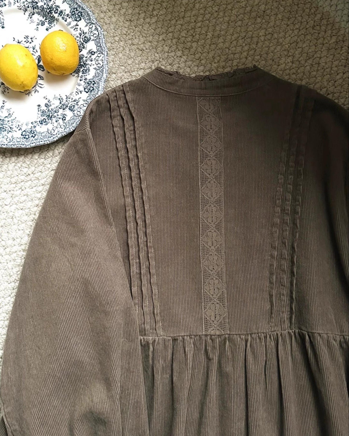 コーデュロイフレアレースワンピース 10002