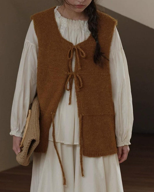 リボンアクセントニットベスト 10277