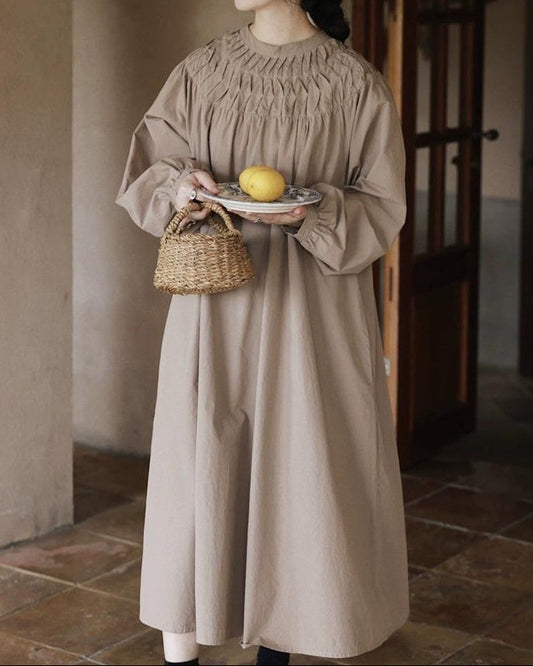 スモッキングエアリーロングワンピース 10046