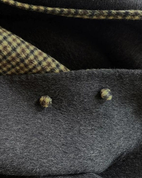 ノーカラーレトロチェックコート 10189