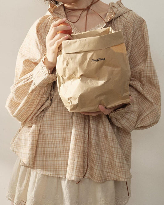 レトロチェックタイウエストフードシャツ 10349