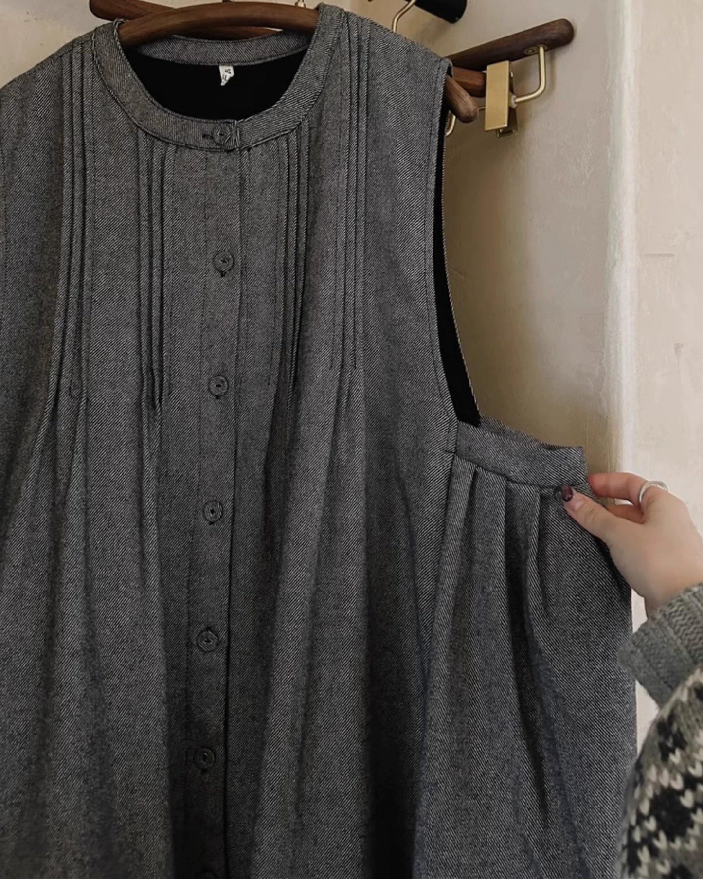 ピンタックシャツベストワンピース 10029
