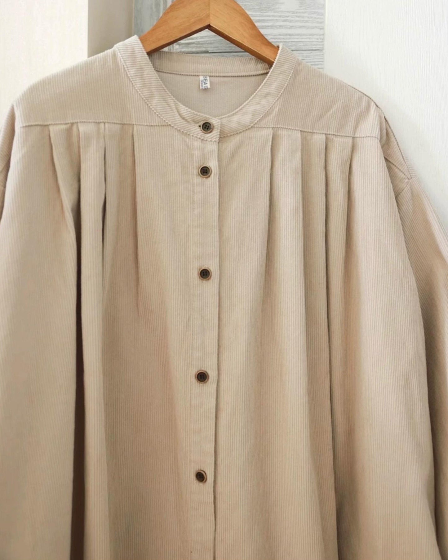 バンドカラーフレアレトロブラウス 10074