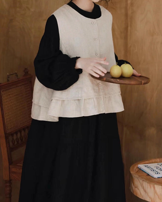 ラウンドネックフリルベスト 10082