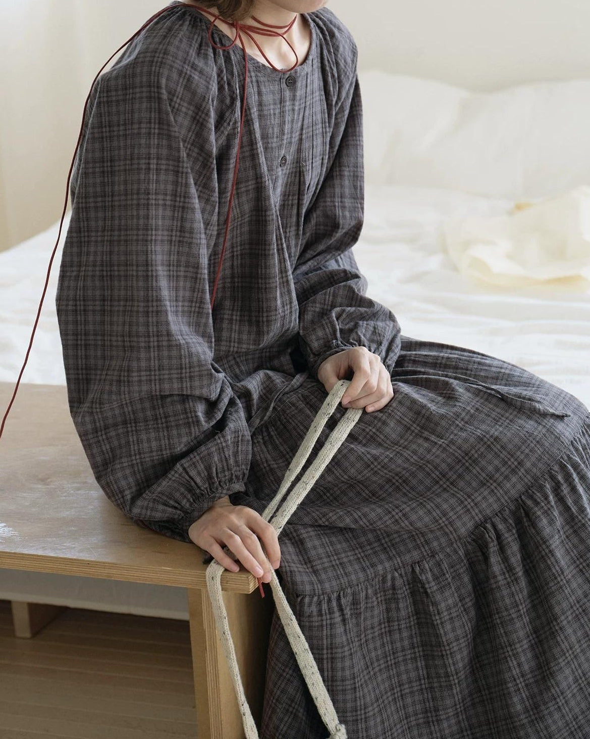 ロッカチェックハーフボタンワンピース 10239