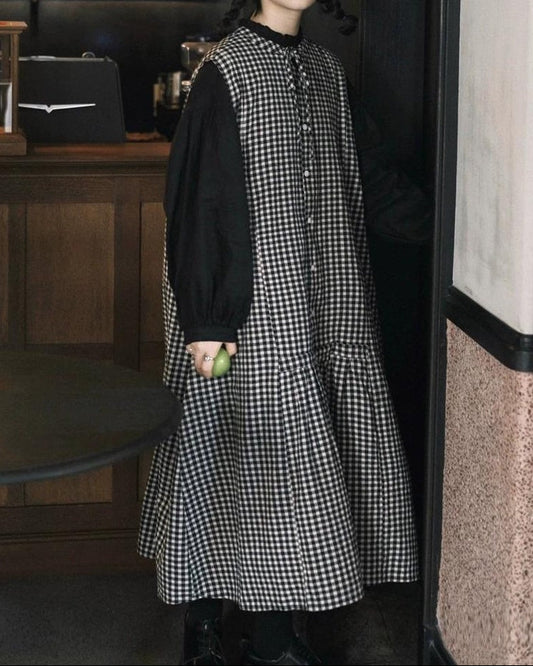 チェック柄リボンベストワンピース 10058