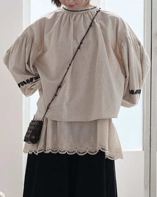 スカンディフローラバックボタンブラウス 10263