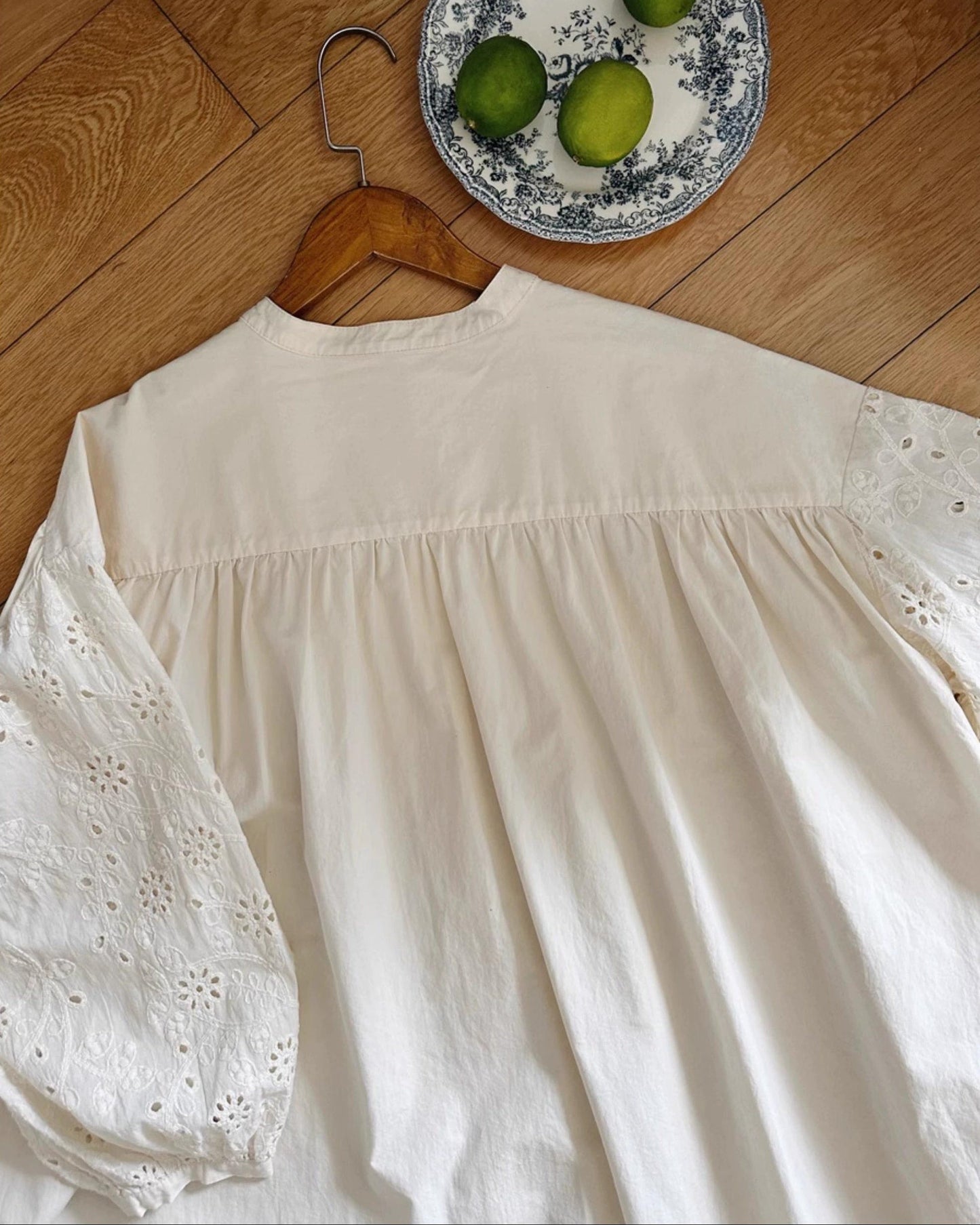 バンドカラーレースシャツワンピース 10049