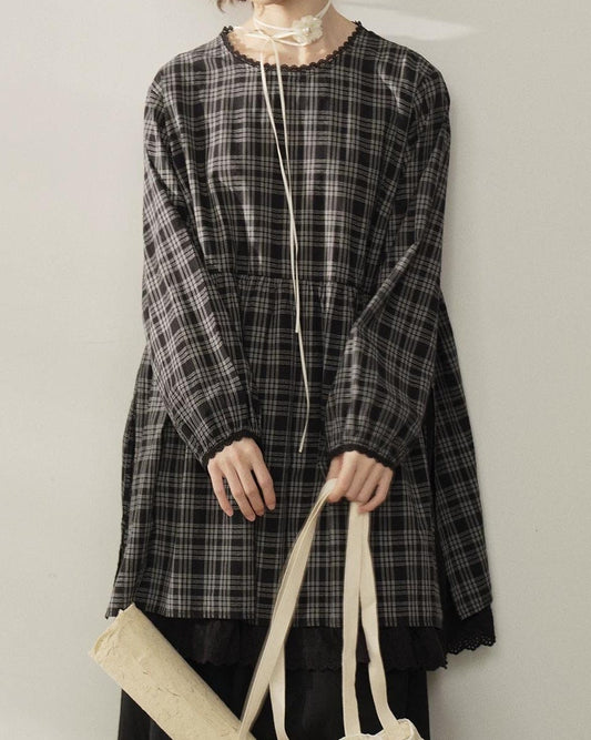 スオミガーデンレースチェックルーズシャツ 10330