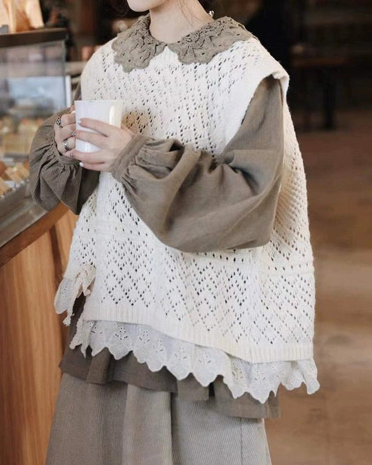 ノルディックアイレットニットベスト 10100