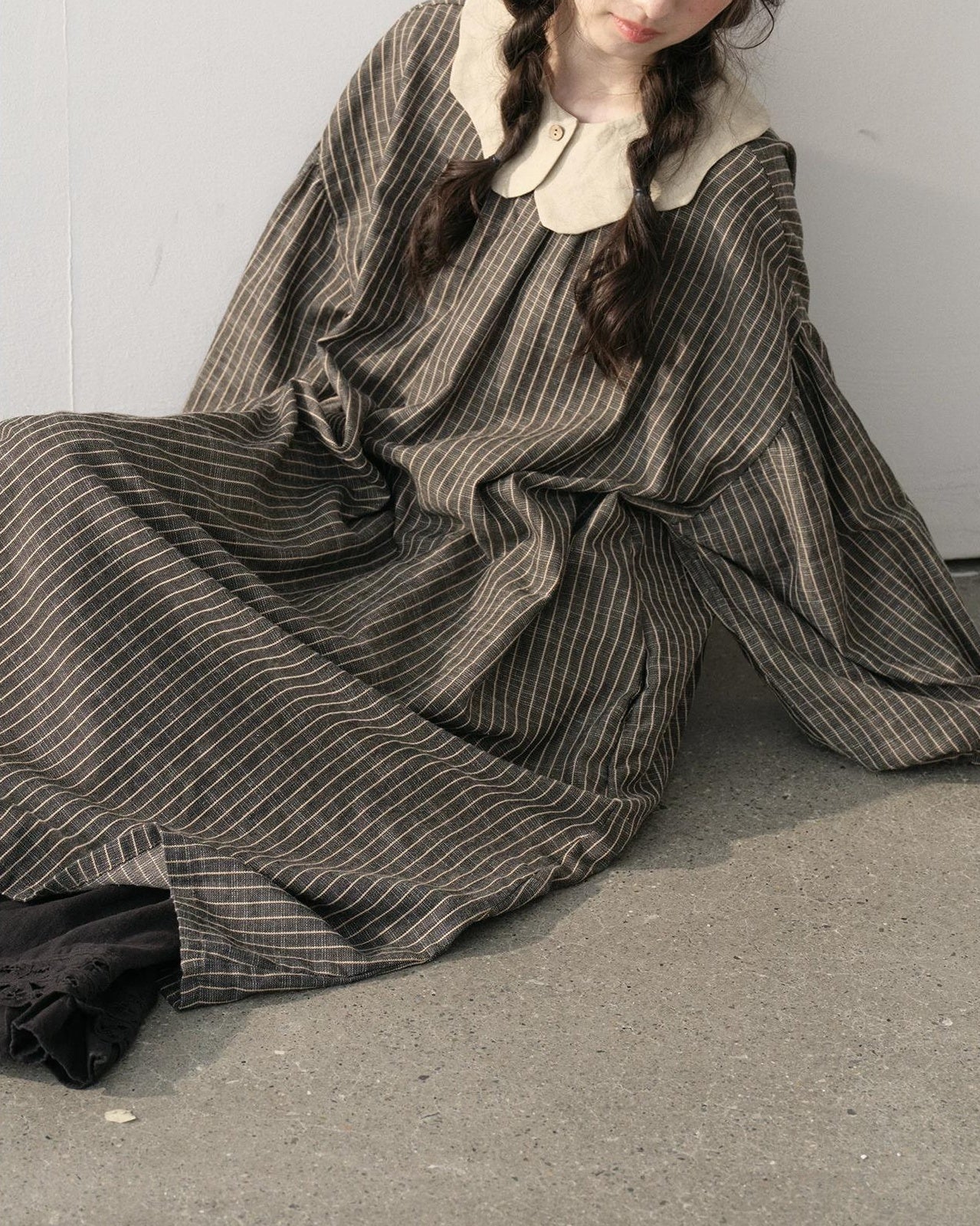 ストライプナチュラルリボンワンピース 10217