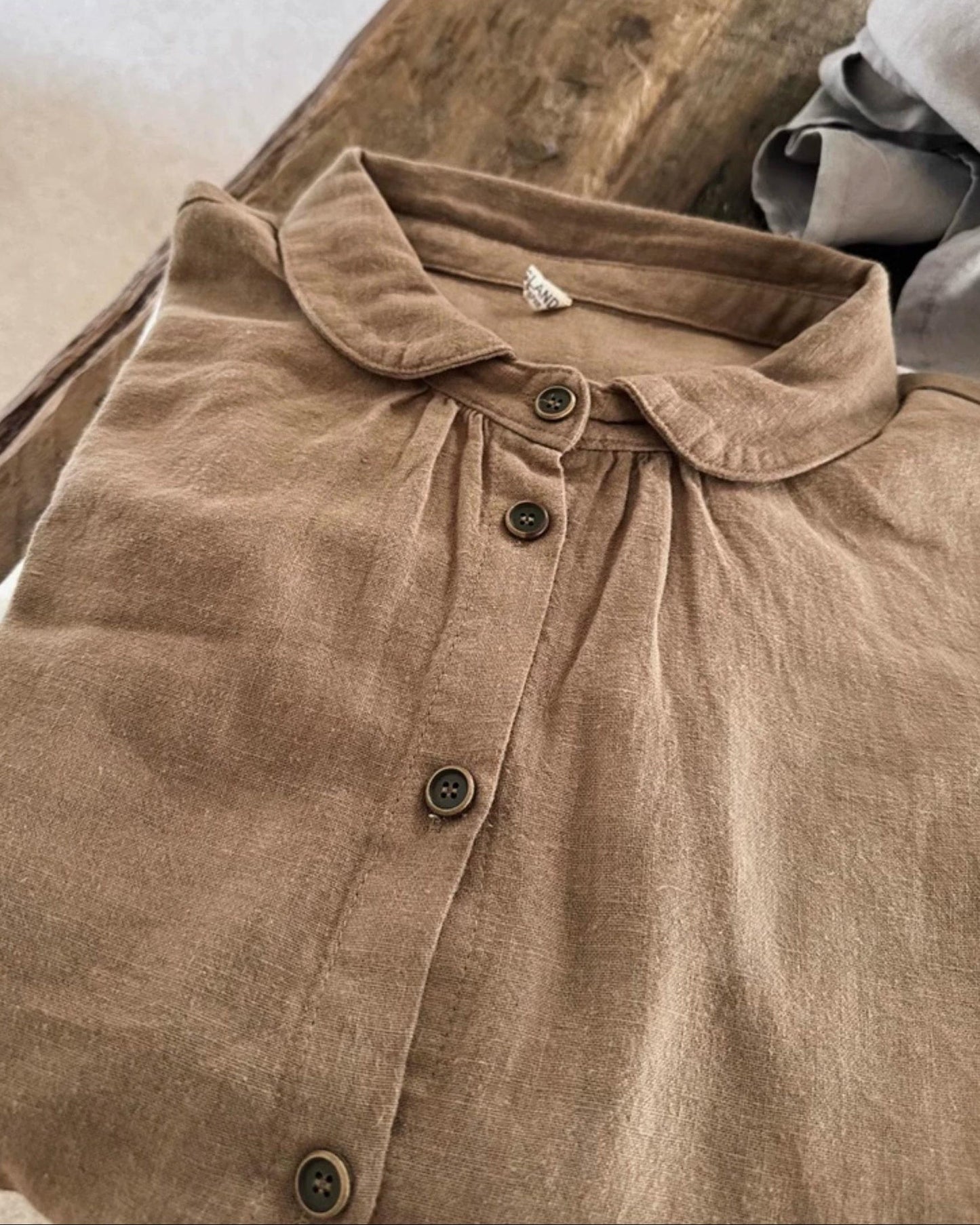 ラウンドカラーリラックスパフブラウス 10052