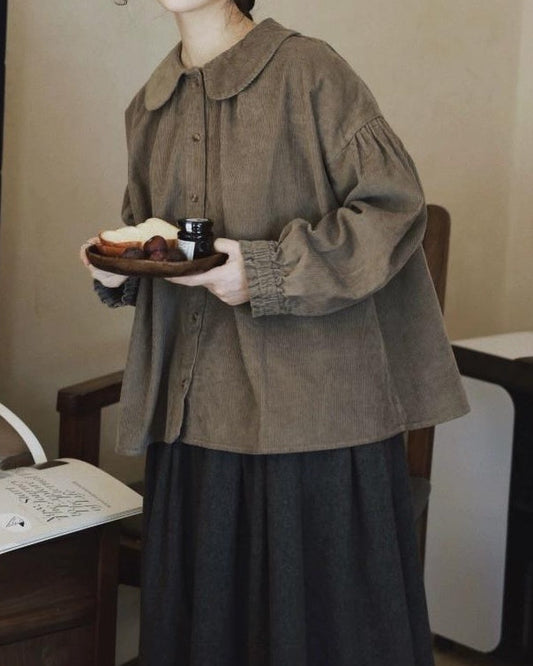 ラウンドカラーフレアブラウス 10071