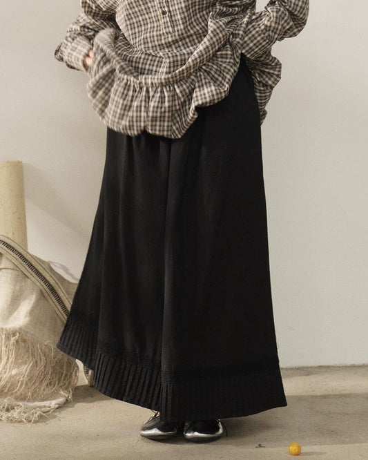 フォルムラゴムプリーツワイドパンツライン 10342