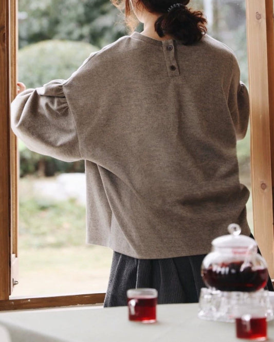 カームバックボタンスウェットプルオーバー 10119