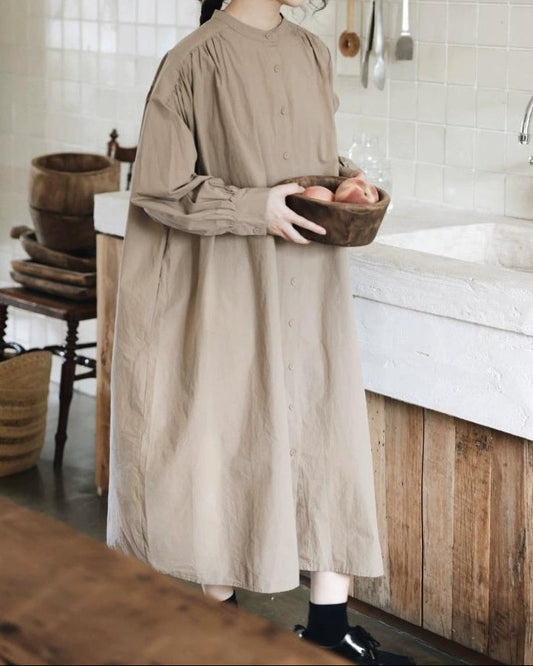 ウッドベージュロングワンピース 10075