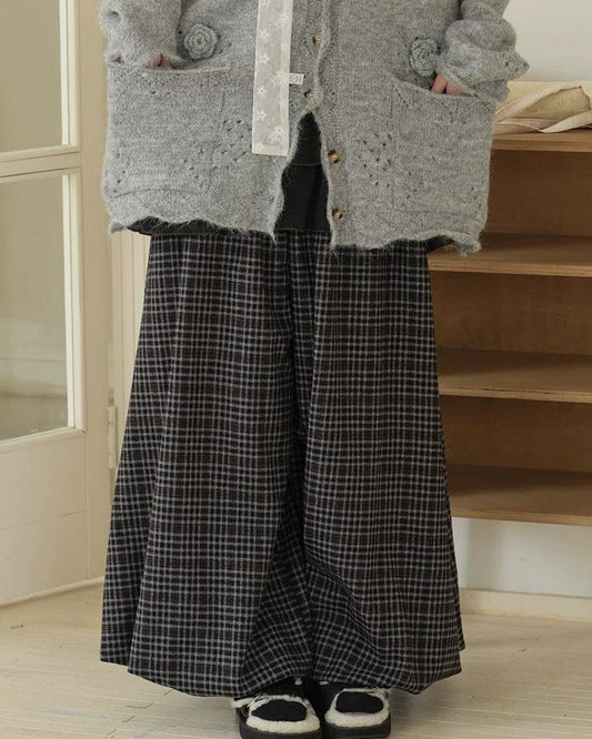 ラップランドレトロチェックロングスカート 10192