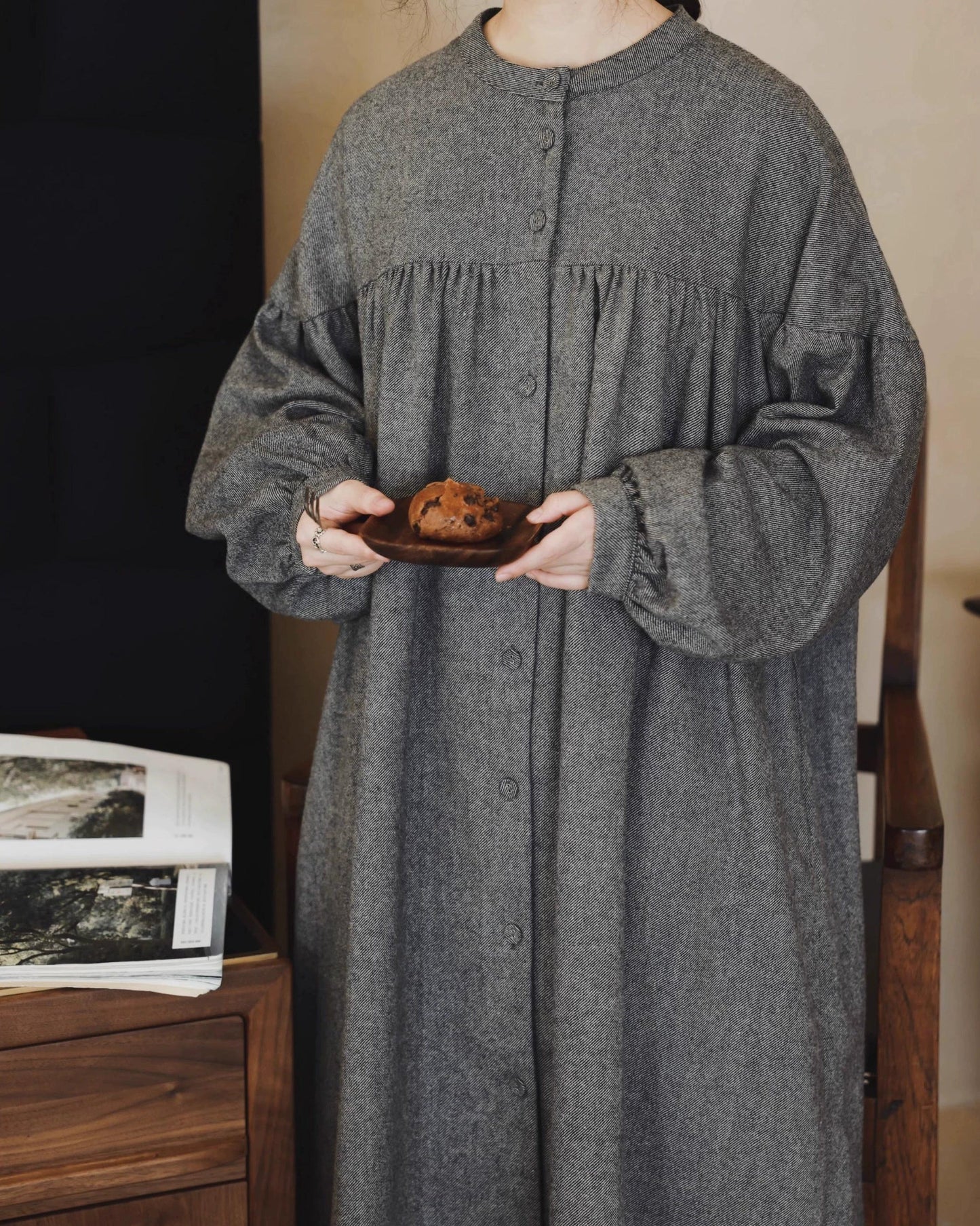 ハイウエストパフフレアワンピース 10068