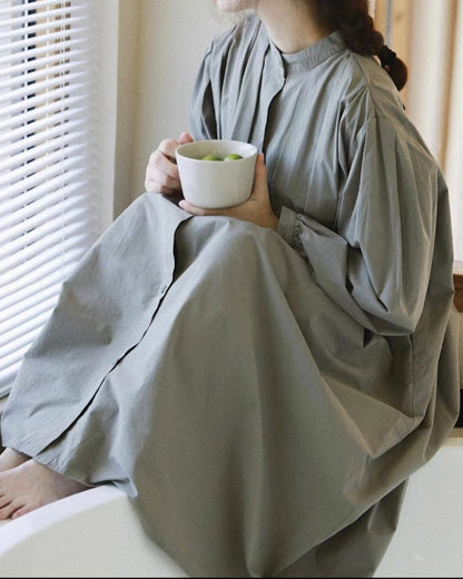 スタンドカラープリーツシャツワンピース 10088