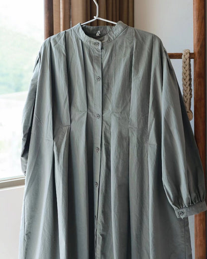 スタンドカラープリーツシャツワンピース 10088