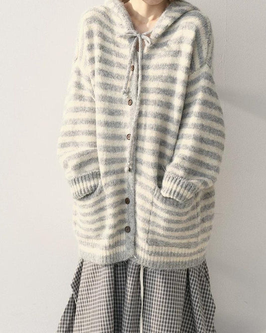 ミュークボーダー フードニットガウン 10227