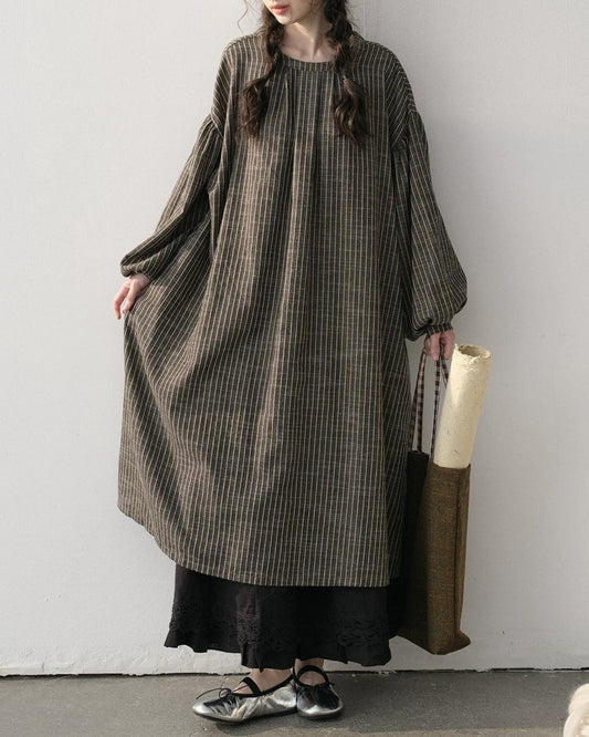 ストライプナチュラルリボンワンピース 10217