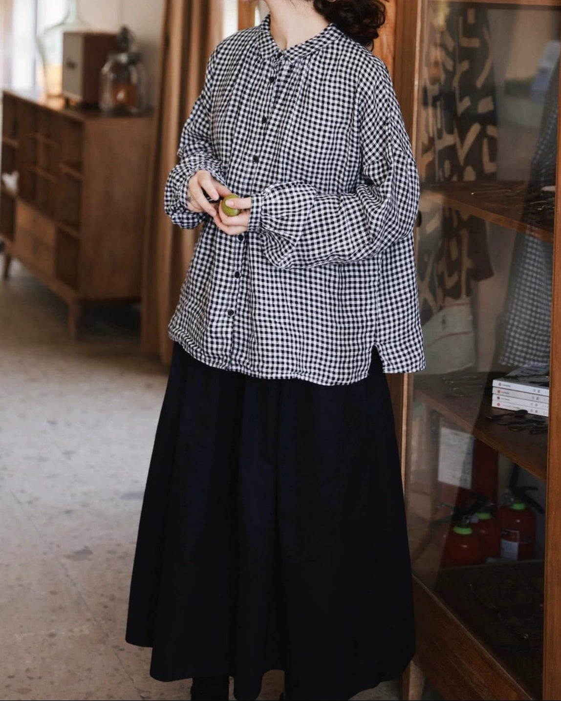 ナチュラルラインロングミディスカート 10097