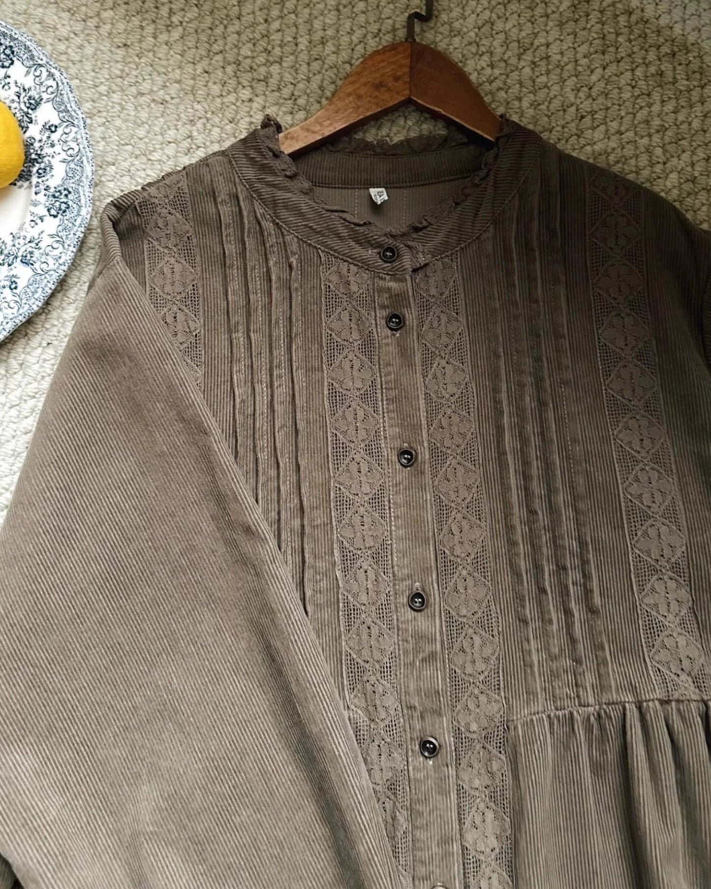 コーデュロイフレアレースワンピース 10002