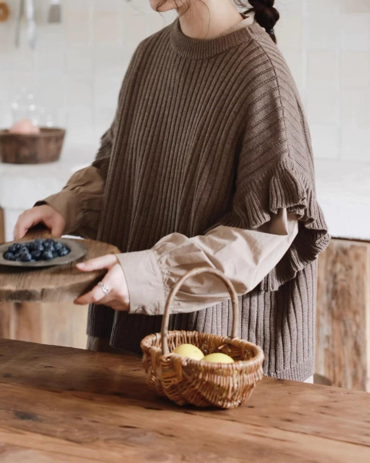 フリルリブニットベスト 10076