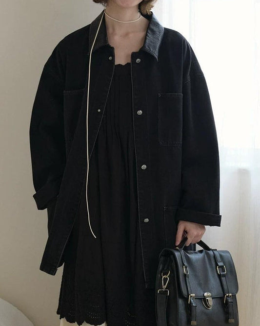 デニムリラックスロングジャケット 10214