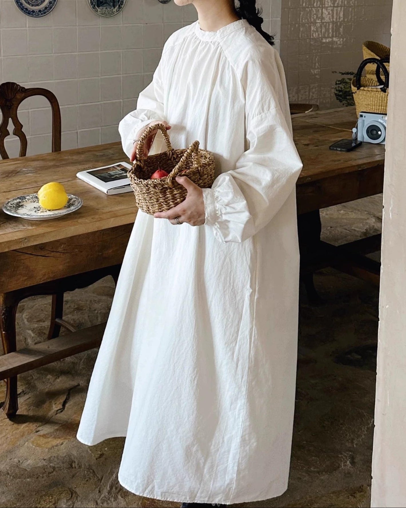 バックボタンバンドリラックスワンピース 10044