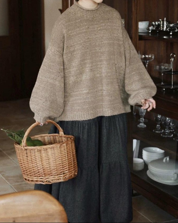 パフスリーブリラックスニットプルオーバー 10033