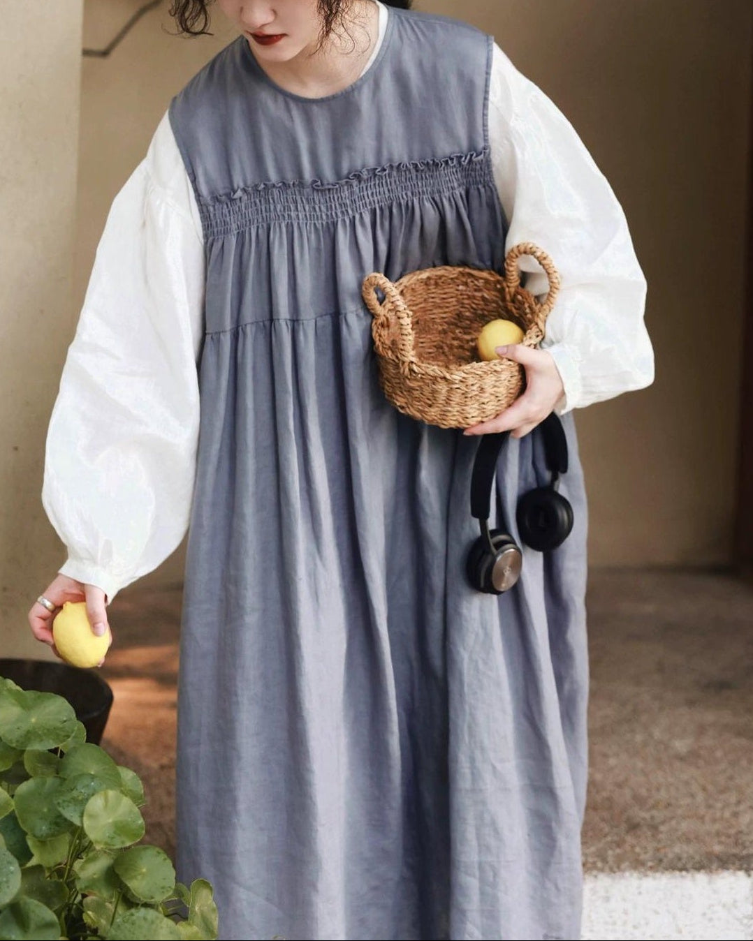 プリーツハイウエストベストワンピース 10014