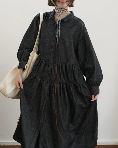 デニムロングルーズワンピース 10211