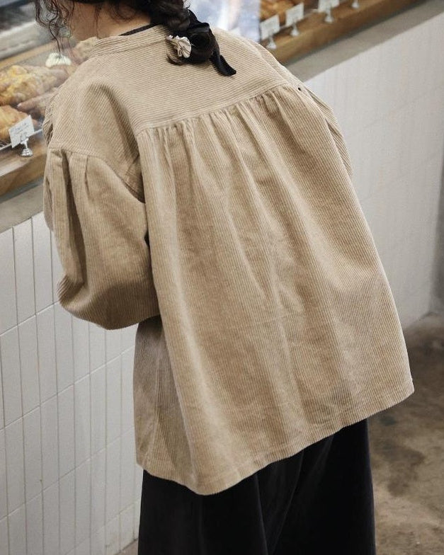 ナチュラルテクスチャーノーカラーブラウス 10102