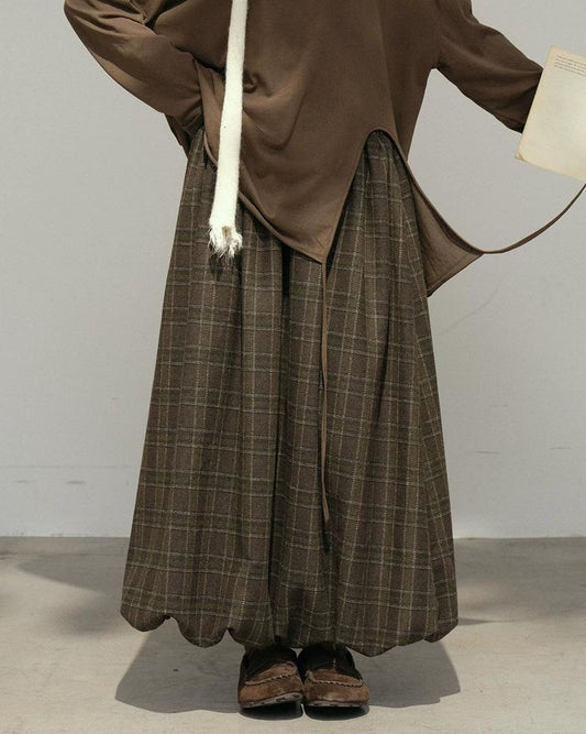 ランタンチェックミディスカート 10184