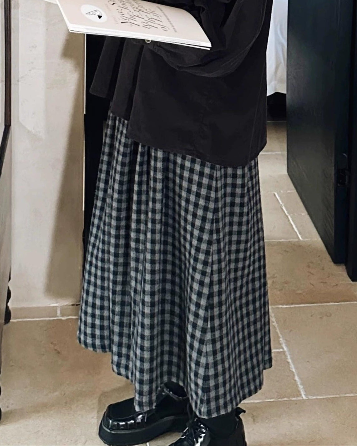 チェック柄リラックスミディスカート 10060