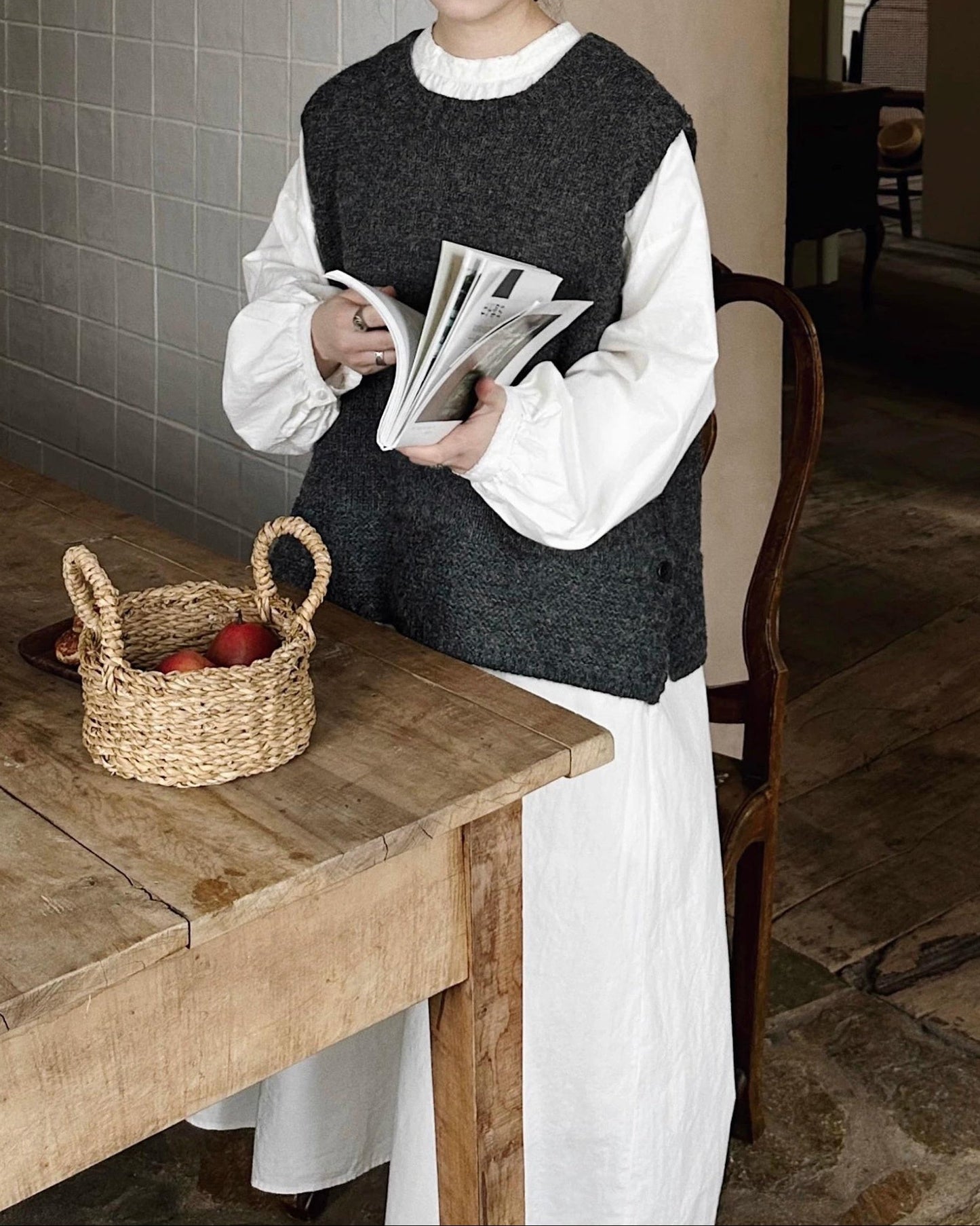 バックボタンバンドリラックスワンピース 10044