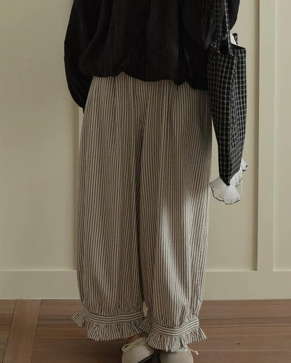 フリルヘムストライプワイドレッグ 10276