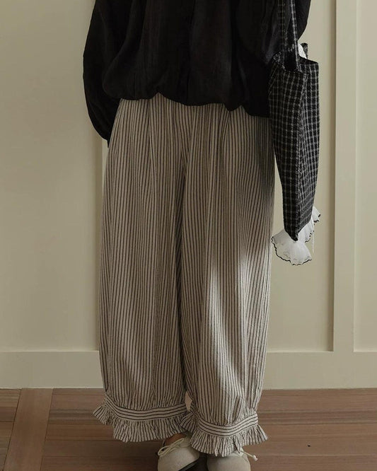 フリルヘムストライプワイドレッグ 10276