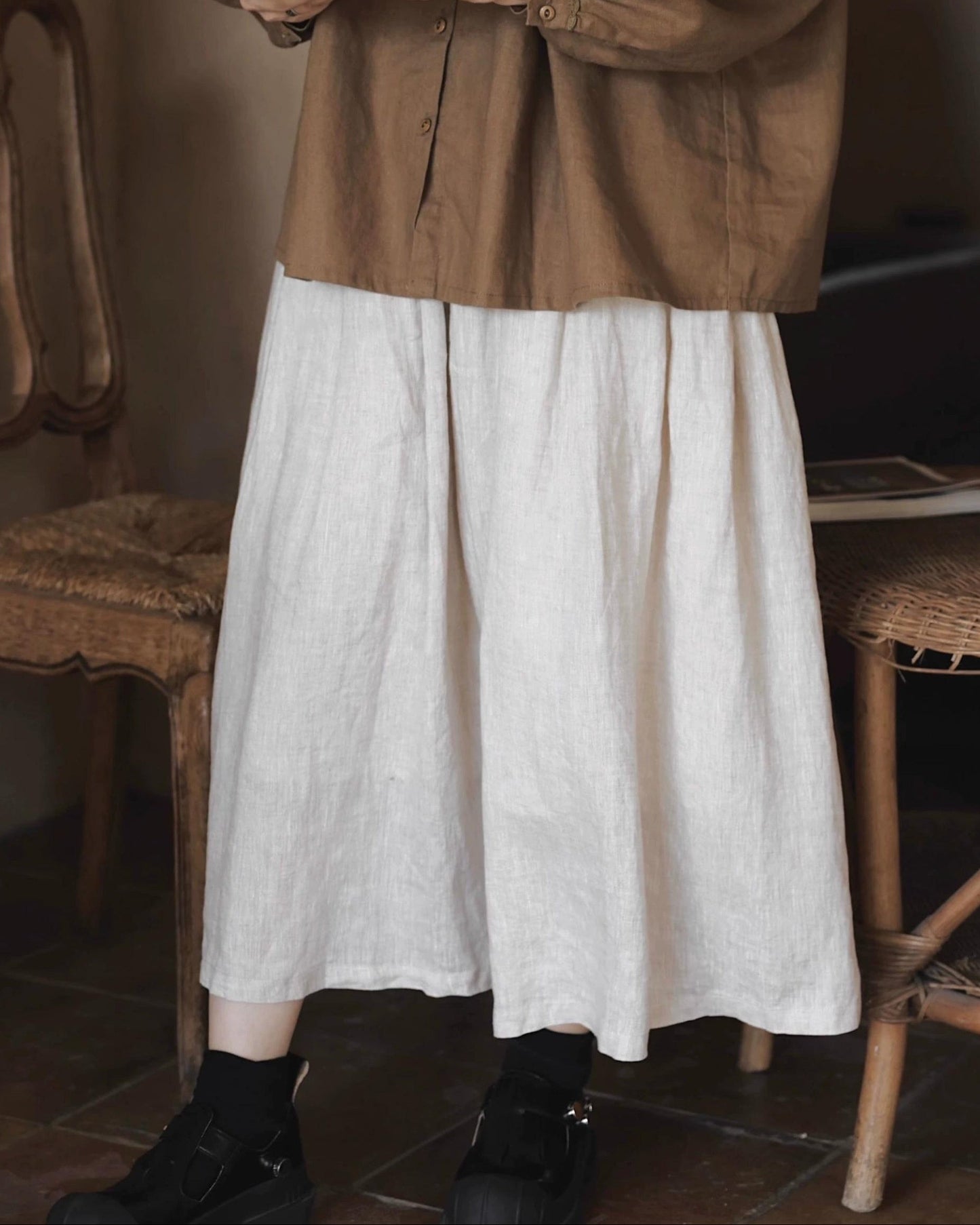 ハイウエストナチュラルAラインスカート 10040