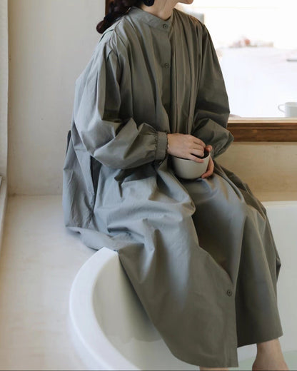 スタンドカラープリーツシャツワンピース 10088