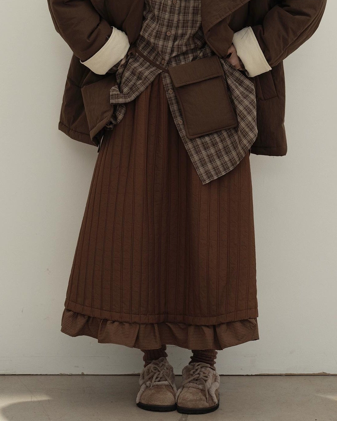 レトロチェックパッチキルトスカート 10135