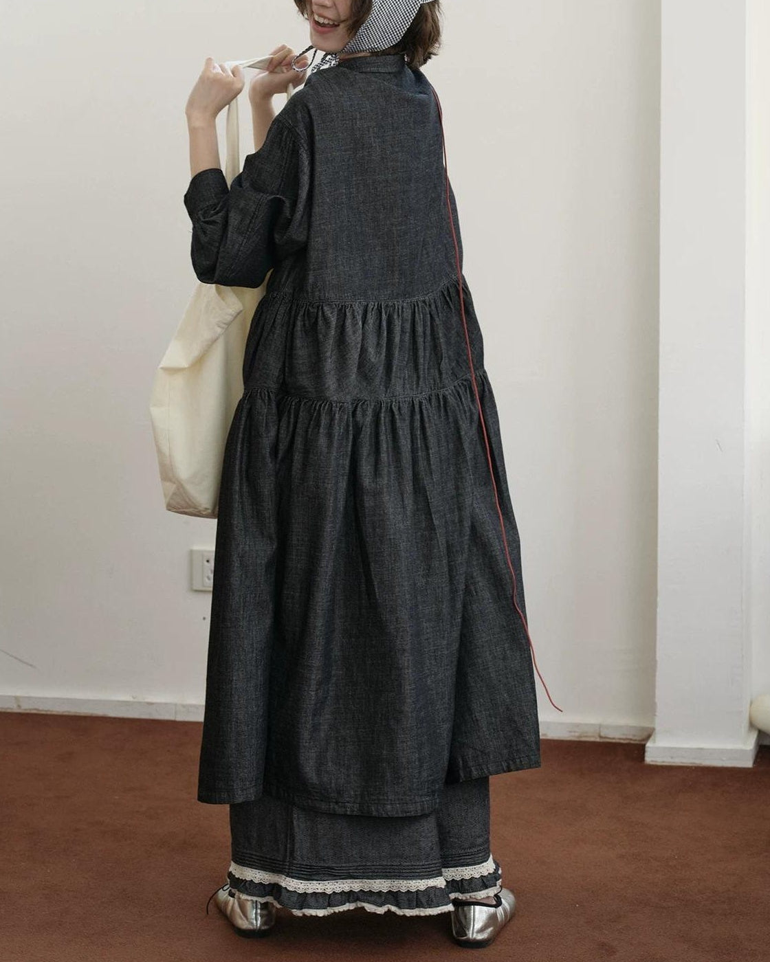 デニムロングルーズワンピース 10211