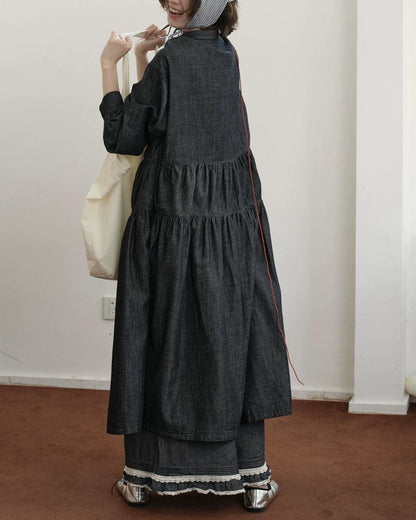 デニムロングルーズワンピース 10211