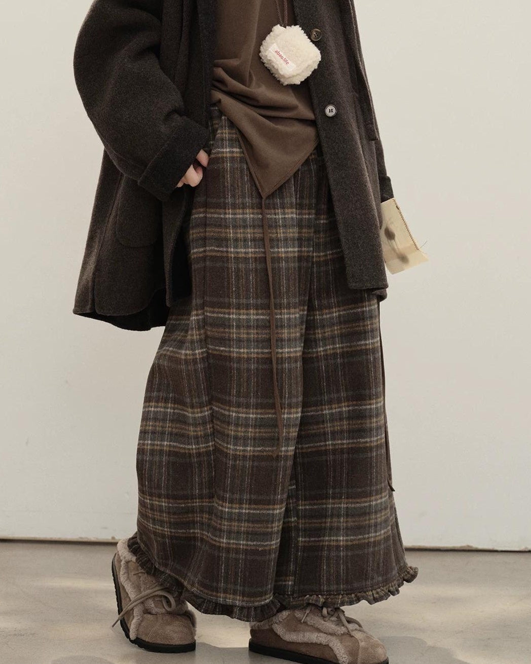 メロウチェックウールワイドパンツ 10149